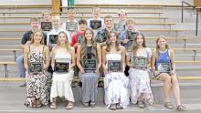 The Gregory High School Awards ceremony was held on Monday, May 11, at the Gregory Memorial Auditorium. Three-sport letter winners pictured above are back row, l to r: Elijah Ekroth, Lincoln Juracek, Colt Keiser, and Mason Janak; middle Row, l to r: Landon Keiser, Avery Sengelmann, Aiden Frasch, Dale Smikle, and Wyatt Beck; front row, l to r: Asia VanDerWerff, Adyson Stukel, Dani VanDerWerff, Regan Graesser, Kennley Sedlacek, and Sadie Carlson. (Photos by Kristy Ring)