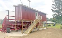 The new crow’s nest at the Gregory Park ballfield was operational, though not complete, for the VFW State Baseball Tournament, held July 24-26. With no air conditioning installed yet, the announcer and others in the booth suffered along with everyone — else and maybe even more so — from the sweltering heat. Dedication of the new crow’s next will be held next summer.