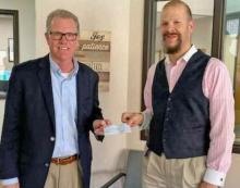 The Winner Regional Foundation received an additional $15,000.00 towards the Driven to Serve Campaign, aimed at investing in a 3D mammography to provide advanced healthcare services for the surrounding communities. Pictured from l to r: Steve Hayes: Stanley-Jones Trust Board of Director, and Brady Kerkman: Executive Director of Winner Regional Foundation
