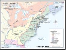 The Quebec Act of 1774 expanded the Province of Quebec southward into territory that included portions of presentday Ohio, Indiana, Michigan and Minnesota. The act also restored French civil law and expanded religious rights for Catholics in Quebec.