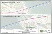 These two pictures show how the proposed new bridge and highway align with the existing structures.