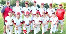 The Gregory County Legion 18U team is pictured above. Shown back row, l to r, are Coach Neil Hylla, Rane Kenzy, Noah Bearshield, Colt Keiser, Kade Braun, Gannon Thomas, and Coach Andy Thomas. Front row, l to r, are Jad Leber, Cash Hemming, Lincoln Juracek, Jader Schonebaum, Rylan Peck, and Sawyer Tietgen.