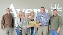 Emmett Kotrba was presented a plaque for his years of service on the hospital boards by Avera board members. (Photo by Shelby Jones)