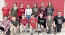 Gregory fifth through eighth chorus students who received a I+ in the Gregory Invitational Vocal Music Contest include the following back row, l to r: Avery Sengelmann, Piper Bartlett, Dani Timanus, Madi Graber, Shyann Steffen, Addy Stukel and Ella Sperl. Front row, l to r: Eliana Fiebelkorn, Tyce Schweigert, Wyatt Beck, David Biggins, Jacob Klein, Joseph Stevicks, and Austin Vosika. (Submitted photo)
