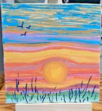 Mary Watson was the winner of the Gregory Public Library’s Mini Canvas Art Competition. Watson’s miniature masterpiece was voted the community’s favorite, with the winner announced on July 30, 2025.
