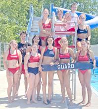 2024 Gregory City Pool employees are pictured back row l to r: Cassidy Keiser, Isaac Hull, Luke Stukel, Ashton Eklund. Middle row, George Timanus, Ella Sperl. Front row, Destiny Sengelmann, Madi Graber, Paige Rezac, London Flakus, Sapphire Kenzy. Jana Winter (not pictured) is Manager and Cassidy Keiser is assistant manager. Not pictured, Lincoln Juracek.