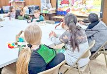 Members of the STEAM Club at the Gregory Public Library listened to How To Catch a Leprechaun by Adam Wallace on St. Patrick’s Day. (Photos from Library Facebook page)