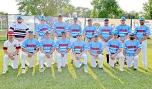 Members of the Burke Bombers men’s amateur baseball team are, back row, l to r, Austin Anderson, Kade Braun, Hunter Van Niewenhuyse, Blake Boes, Dan Jons, Aaron Vomacka, JJ Farner, Blake Hoffman; front row, l to r: Cash Hemming, Aaron Sundquist, Ben Witt, Brogan Glover, Sawyer Tietgen, Terrell Bauld, Jordan Vosika, and Christian Schweigert. Not present: Rylan Peck, Gannon Thomas, Bryce Bartling, Jayder Schonebaum, Dustin Stukel, Tommy Determan, JJ Beck, and Coy Determan.
