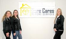 The Kore Cares team in the Gregory office are (l to r): Melissa Schenefeld, Janae Wright, Yankton support specialist, and Carly King, manager.