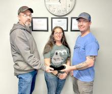 Colome Mayor Kelly Leighton, City Administrator Bobbi Harter, and Utility Manager Casey Harter are shown here with the trophy for 2nd place in the 27th annual Great American Water Taste Test. (submitted photo)