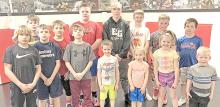 Fourteen Gregory Gorilla AAU wrestlers will be making their way to state this weekend. Competing wrestlers are back row, l to r: Reed Sedlacek, AJ Lutt, Austin Vosika, Avery Sengelmann, Wyatt Beck, Liam Lane, and Gunnar Veskrna. Front row, l to r: Dane Johnson, Otto Reber, Slade Webster, Newt Boes, Brooke Ellis, Rowan Wenger, and Alex Wenger. (Photo by Prairie Feather Photography)