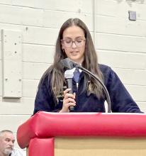 Aubree Miller, Gregory County FFA president, was the featured speaker for the meeting.