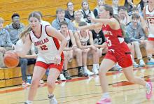 Ella Sperl (#12) made seven of her ten shots to lead the team in the game against O’Neill St. Mary’s last Thursday at home.