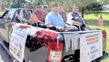 Parade Marshals this year were chosen by a Legion committee for serving their country for fifty or more years, being active in their community, and for being post commanders. From left to right: Bob Fenenga, Ron Shattuck, Gerald Gergen, Bob Shaffer, Curtis Kerner, Dick Shaffer. (not pictured; Dennis Miner, Vince Berens and Elmer Karl.)