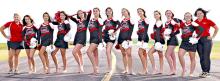 The 2024 cheer and dance teams include, l to r: Head coach Lenna Braun, Abigail Holmes, Kennley Sedlacek, Hadley Braun, Addison Anderson, Savanah Lozano, Adrianna Ziady, Miley Janak, Adyson Stukel, Kaelyn Rezac, Mia Haines, Madisan Graber, and assistant coach Jenny Hansen. (Photo by Prairie Portraits - Shelley Heath)