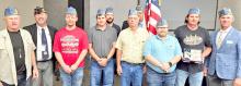 Those present for the award ceremony were l to r: Dale Reber, Greg Smith, Steven Petersen, Sean Kelly, Chris Petersen, Bob Petersen, Wyatt Reis, Aric Hamilton, Allen Dobson and Detachment Commander presenting the award, Shane Lamer.