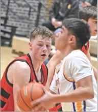 Cruz Klundt led the Gorillas with 15 points and 4 assists in Gregory’s decisive win against White River in the Hanson Classic at the Corn Palace on Saturday. (Photo by Melissa Bearshield)
