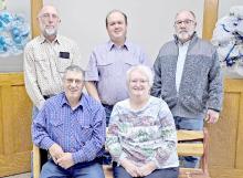 The 2026 Gregory County Board of Commissioners are, back row, l to r: Ray Warner, Chair Jessy Biggins, and Vice Chair Doug Janousek; front row, Byrain Boes, and Peg Glover.