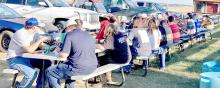 Gregory County FFA members enjoy a meal as part of their Sept. 17 meeting, which also included a community service project and event planning.