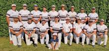 Members of the South Central Storm amateur baseball team are pictured above. Back row, l to r: Coach Neil Hylla,Jaden Frank, Jayd VanDerWerff, Jacob Clarke, Blake Boes, Hunter Van Nieuwenhuyse, Tommy Determan, Aaron Vomacka, and Blake Hoffman. Front row: Christian Schweigert, Aaron Sundquist, Cameron Biggins, Rhoss Oliver, Ben Witt, Brogan Glover, Paul Taggart, and Grant Thomas. Center front: bat boy Ryken Lambley. Not pictured: Triv Vosika, JJ Beck, Cole Christopherson, and Rylan Peck.