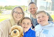 The Bryan family is Jean Ann, Wesley, Beau, and Sawyer, shown l to r. Wesley and Sawyer have Duchenne muscular dystrophy, which is, at this time, 100% fatal. Hope is on the horizon, however, but comes with a high price tag.