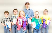 All participants are pictured from back row, l to r: Owen Schulte, Jhett Schulte, Jack Schulte and Ryder Meyer. Front row, l to r: Milly Meyer and Mya Koenig.