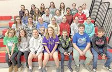 Back row, l to r: Otto Reber, Hailie Lutt, Bailey Supik, Addyson DuFrane, Avaya Vomacka, Avery Stukel, and Sutton Braun. Third row, l to r; Rebecca Stevicks, Harper Rudie, Tristian Wheeler, Kareen O’Connor, Jaden Songer, and Ian Opp. Second row, l to r; Emma Brozik, Hadley Braun, Harper Wenger, Katerine Engel, Mayme Reber, Lydia Wonnenberg, and Quinley Steffen. Front row, l to r; Marie Dostal, Gabby Doney, Milly Meyer, Sylvia Berkley, Zach Kolby, AJ Timanus, and Nicholas Johnson.