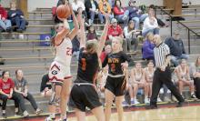 Senior Jessy VanDerWerff helped lead the lady Gorillas to a victory over Avon with her 15 points and 5 rebounds. (Photo by Sam Sperl)