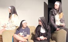 Ella Sperl, Madisan Graber, Dani Timanus, and Mya Determan (l to r) are four nuns, all named Mary, who are at risk of being murdered by “the Mary Murderer” in the high school’s production of Murder Can Be Habit Forming Friday and Saturday, April 21 and 22, at Dixon Town Hall Theatre.