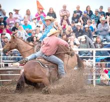 A calf roper in action at the 2023 Burke Stampede Rodeo. Don’t miss the performances on July 19th, 20th, 21st. Show starts at 7:30 p.m. each night at the Stampede Arena in Burke SD.