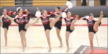 The dance team’s pom routine place first in Wagner Monday night with fun, energetic choreography. (Photo courtesy of Sara Anderson)
