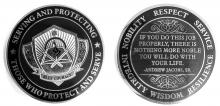 The card Catts received with his Blue Courage coin states: “Blue Courage is a way of being, a philosophy that inspires one to embody the noblest of character and unquestioned devotion. It is to flourish in all aspects of life, to act with practical wisdom, to exude vitality, and to hearten human conditions.”