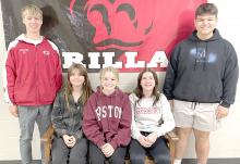 Four Gregory students, l to r: Lincoln Juracek, Piper Bartlett, Kaydence Klein and Dani Timaus, were selected for All-State Chorus, and Eli Barreto for All-State Orchestra, to be held in Rapid City on October 27-28.