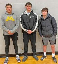 2022 State qualifiers include from l to r: Gunnar Stephens, Taron Serr, and Owen Hansen. They will compete at the state tournament on Thursday and Friday.