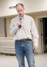 Terry Wolf, Vice President of Power Supply and Operations with Missouri River Energy Services, fielded the bulk of questions and comments from the audience at the pumped storage meeting in Platte last Thursday.
