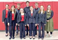Winners in their respective categories are: back row, l to r, Ella Sperl, Bo Brozik, George Timanus, Ryler Stevicks, and Charissa Ring; front row, l to r, Piper Bartlett, Madisan Graber, Dani Timanus, and Mia Haines.