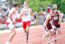 Max Cook running at the 2024 state track meet. Cook won the 400-Meter Dash (:54.32) on Tuesday, March 18, 2025, at the Dan Lennon Invitational. (Photo credit Rodney Haas / 605 Sports)