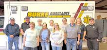 Burke Volunteer Ambulance crew members are pictured back row, l to r: Mike Green, Nathan Johnson, Charlene Juran, Madison Whalen, Nicole Harnack, Ashley Kass, and Mark Green. Front row, l to r: Tami Hotz, Trisha Story, Natasha Martin, and Mel Juran.