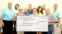 The Gregory Community Foundation presented a check for $2,000.00 tothe Iona Community Center. Foundation members present were back row, l to r: Gregg Drees, Sue Hogue, Emmett Kotrba, Mark Braun, Rhonda Waterbury, Kevin Myrmoe, and Sam Flakus. Front row, l to r: Iona Community Center representatives accepting the check were Joan Kenzy, Brandy Whitney, and Linda