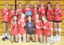 The Lady Gorilla Spiker champions on Saturday, September 4th are pictured back row, l to r: Raesha Beck, Samatha Reinartz, Brooklynn Kenzy, Kodi Timanus, Cassidy Keiser, Mya Determan, Anna Dargatz, and Gracie Kenzy. Front row, l to r: Vy Nguyen, Jordan Svatos, Sapphire Kenzy, Jessy Jo VanDerWerff, and Bridget Elliason.