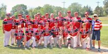 The Gregory County Jr. Teeners are shown above, back row, l to r: Coach Nick Reber, Otto Reber, Malachi Pore, Emmett Shaffer, Trenton Massa, Jakoby Schonebaum, Landyn Joiner, Dylan Bolander, Urijah Gonzalez, Wyatt Beck, Austin Vosika, and Andy Simpson; front row: Myles Shaffer, Miles Herman, Henry Witt, Oakley Fuhrer, Jacob Klein, Ryggan Lambley, Dawson Stukel, Parker Frasch, and a representative from the state VFW.