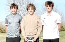 Luke Stukel, left, Kade Stukel, center, and Eli Fogel, right, won top honors at the Class B Classic held in Mitchell.