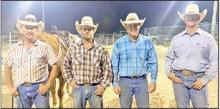 The 2023 Dallas Ranch Rodeo was held on Sunday, September 3, 2023 at the Dallas Horseman’s Club Arena. 1st place team was Feddersen Horseshoeing which included from l to r: Kevin Talsma, Mike Miller, Jake Cole, and Coby Feddersen.