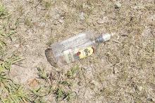Photos fail to give a good idea of the mess partiers left behind at Burke Lake Saturday night. Bottles, cans, and other debris were thrown over a large area, leaving behind glass shards on the pavement and in the grass.