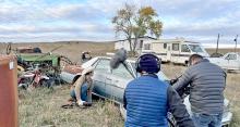 Joe Hiatt, star of Fall is a Good Time to Die, films a key scene on location in Gregory County. (Photo was submitted to the Mitchell Republic.)