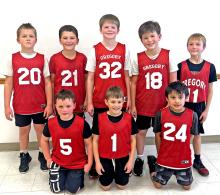 Stuart held their third and fourth grade basketball tournament February 22, 2025. Gregory’s third grade team won against Boyd County 15 - 6, and lost to Stuart 21 - 12, and S.T. Knights 14 - 28 leaving them with a third place finish in the tournament. Back row l to r: Bennet Wenger, Jace Birkel, William Bolander, Sawyer Sperl, and Odin Reber. Front row l to r: Knox Hamilton, Henrick Hamilton, and Misun Bear Heels.