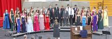 The full high school choir kicked off the high school spring formal concert with their performance of Festival Sanctus by John Leavitt. (Photo by Ashley Lozano)