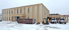 This former Wells Fargo bank building in Redfield, S.D., shown on Feb. 3, 2026, is being converted into a day care with money from local fundraising activities, grants and donations. (Photo: Bart Pfankuch/South Dakota News Watch)