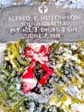 This outstanding wreath, sponsored by Sons of the American Legion Squadron 6, was laid at the grave of Alfred Hutchison on Saturday as part of Wreaths Across America.