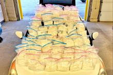 The South Dakota Highway Patrol seized these 207 pounds of methamphetamine during a traffic stop, the most ever captured by the agency, according to a news release on Aug. 11, 2025. (Photo courtesy of Governor’s Office)